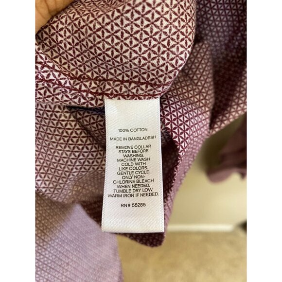 Express Mens Extra Slim Fit Dress Shirt Size M Burgundy Pattern 100% Cotton - Picture 5 of 6